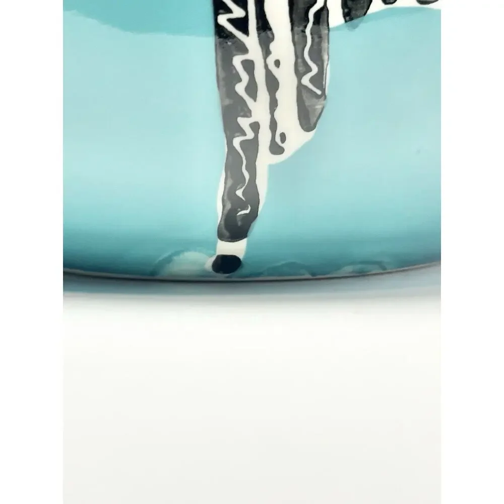 West Elm Ceramic Turquoise “Llama” Handled Pitcher Jug 8 1/4” 28oz